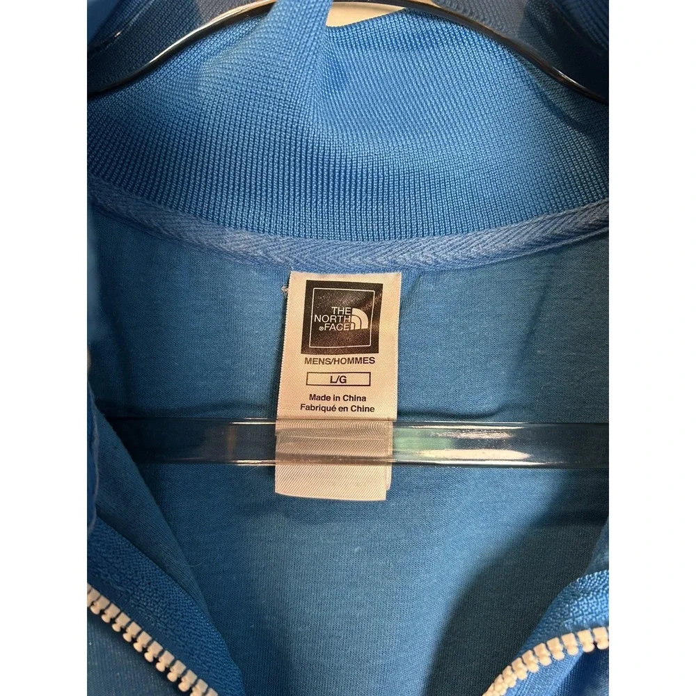 The North Face Men Large Blue Full Zip Track Stripe Athletic Outdoor gym jacket